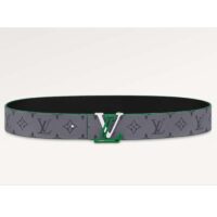 Louis Vuitton Unisex LV Line 40 MM Reversible Belt Green Monogram Eclipse Reverse Coated Canvas Calf Leather (8)