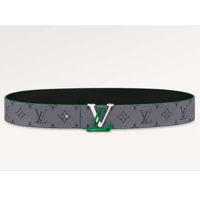 Louis Vuitton Unisex LV Line 40 MM Reversible Belt Green Monogram Eclipse Reverse Coated Canvas Calf Leather