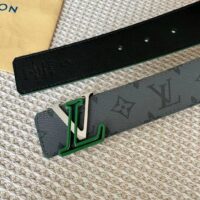 Louis Vuitton Unisex LV Line 40 MM Reversible Belt Green Monogram Eclipse Reverse Coated Canvas Calf Leather (8)