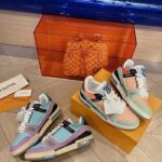 Louis Vuitton Unisex LV Trainer Sneaker Blue Vintage Effect Calf Leather Rubber Outsole - Image 12