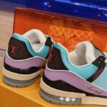 Louis Vuitton Unisex LV Trainer Sneaker Blue Vintage Effect Calf Leather Rubber Outsole - Image 10