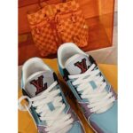 Louis Vuitton Unisex LV Trainer Sneaker Blue Vintage Effect Calf Leather Rubber Outsole - Image 6