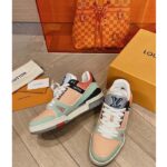 Louis Vuitton Unisex LV Trainer Sneaker Orange Vintage Effect Calf Leather Rubber Outsole - Image 7