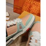 Louis Vuitton Unisex LV Trainer Sneaker Orange Vintage Effect Calf Leather Rubber Outsole - Image 9