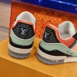 Louis Vuitton Unisex LV Trainer Sneaker Orange Vintage Effect Calf Leather Rubber Outsole - Image 8
