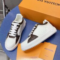 Louis Vuitton Unisex LV Trainer Sneaker White Calf Leather Patent Monogram Canvas (8)