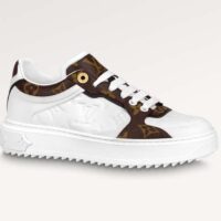 Louis Vuitton Unisex LV Trainer Sneaker White Calf Leather Patent Monogram Canvas (8)