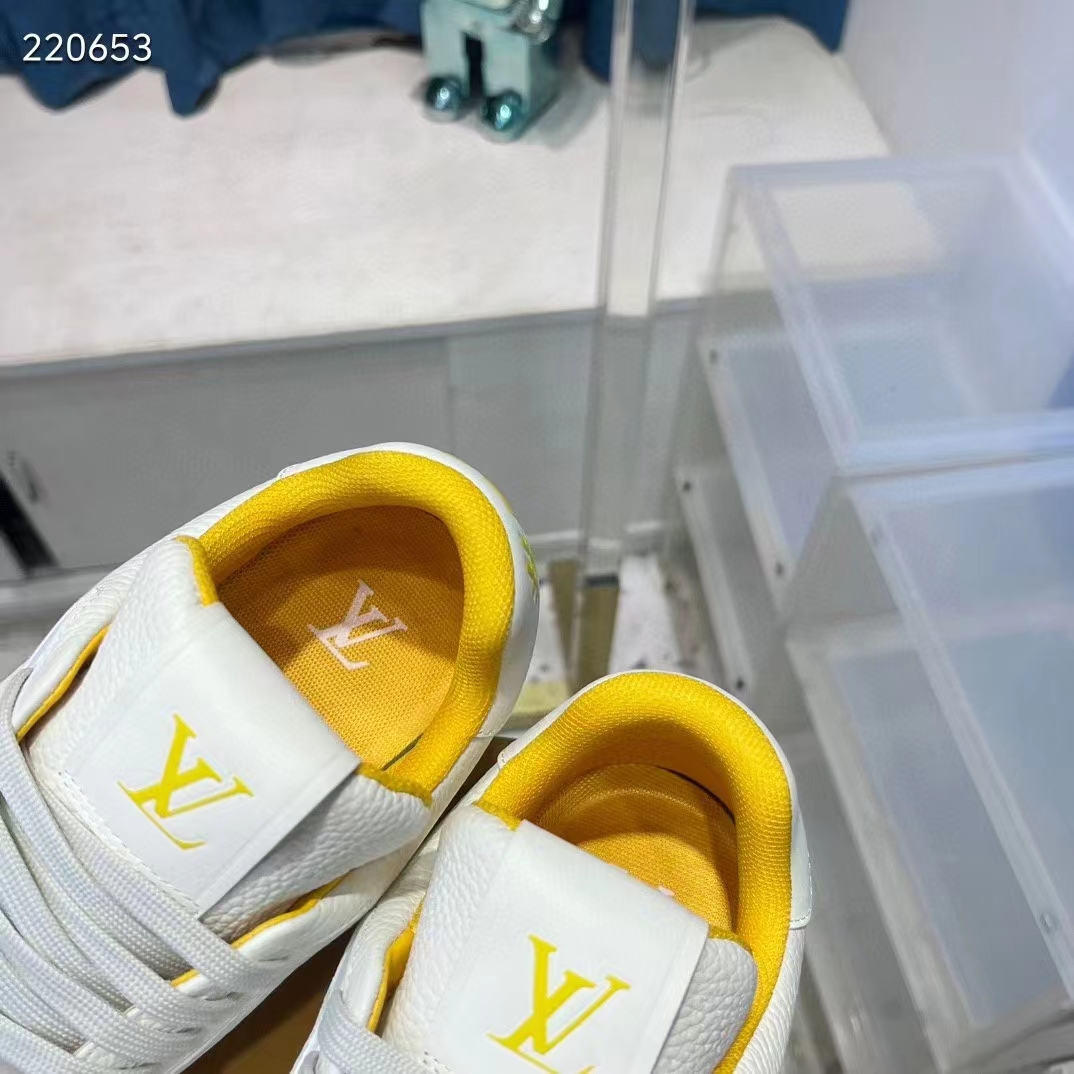 Louis Vuitton Unisex LV Trainer Sneaker Yellow Calf Leather Rubber Outsole Monogram Flowers 1ACI1J (10)