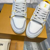 Louis Vuitton Unisex LV Trainer Sneaker Yellow Calf Leather Rubber Outsole Monogram Flowers 1ACI1J (9)