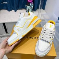 Louis Vuitton Unisex LV Trainer Sneaker Yellow Calf Leather Rubber Outsole Monogram Flowers 1ACI1J (9)