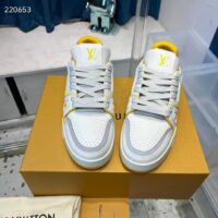 Louis Vuitton Unisex LV Trainer Sneaker Yellow Calf Leather Rubber Outsole Monogram Flowers 1ACI1J (9)