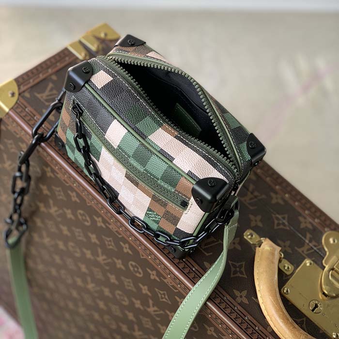 Louis Vuitton Unisex Mini Soft Trunk Green Damoflage Coated Canvas Leather Textile Lining (5)