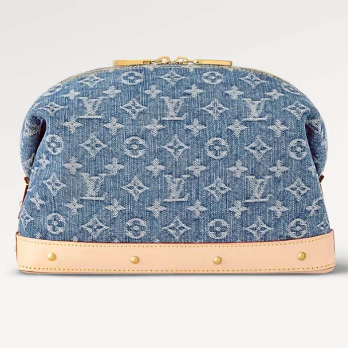 Louis Vuitton Unisex Pochette Cosmétique GM Bleu Denim Blue Monogram Global Organic Textile-Certified Cotton Canvas