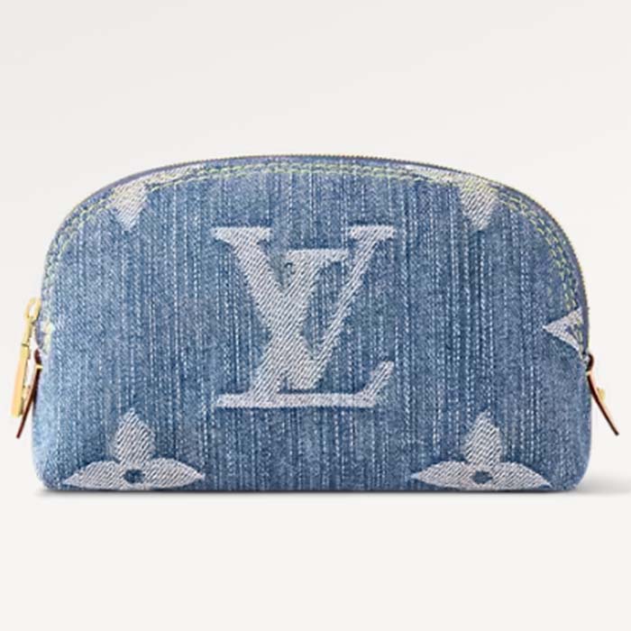 Louis Vuitton Unisex Pochette Cosmétique PM Bleu Denim Blue Monogram Global Organic Textile-Certified Cotton Canvas