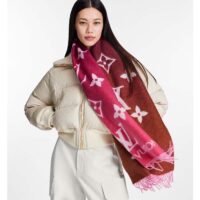 Louis Vuitton Unisex Reykjavik Gradient Scarf Grenadine Pink Cashmere Jacquard Weave Allover Monogram