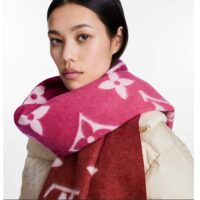 Louis Vuitton Unisex Reykjavik Gradient Scarf Grenadine Pink Cashmere Jacquard Weave Allover Monogram