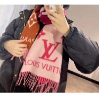 Louis Vuitton Unisex Reykjavik Gradient Scarf Grenadine Pink Cashmere Jacquard Weave Allover Monogram