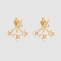 Louis Vuitton Women LV Floragram Earrings-White (1)