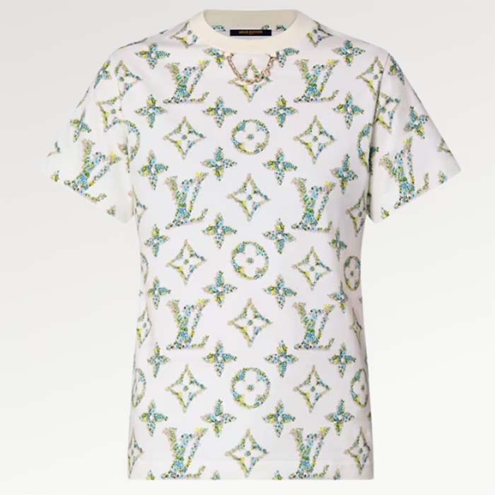 Louis Vuitton Women LV Floral Monogram T-Shirt Cotton White Regular Fit