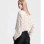 Louis Vuitton Women LV Floral Print Ruffle Collar Shirt Silk Milky White Regular Fit - Imagen 13