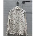 Louis Vuitton Men LV Floral Print Ruffle Collar Shirt Silk Milky White Regular Fit - immagine 3