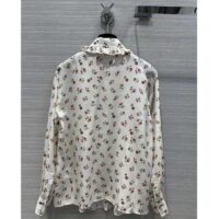 Louis Vuitton Women LV Floral Print Ruffle Collar Shirt Silk Milky White Regular Fit (8)