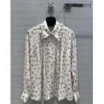 Louis Vuitton Men LV Floral Print Ruffle Collar Shirt Silk Milky White Regular Fit - immagine 2