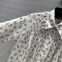 Louis Vuitton Women LV Floral Print Ruffle Collar Shirt Silk Milky White Regular Fit (8)