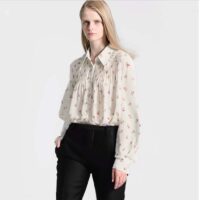 Louis Vuitton Women LV Floral Print Ruffle Collar Shirt Silk Milky White Regular Fit (8)
