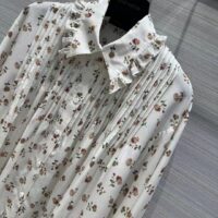 Louis Vuitton Women LV Floral Print Ruffle Collar Shirt Silk Milky White Regular Fit (8)