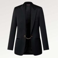 Louis Vuitton Women LV Jewel Button Tuxedo Jacket Cotton Wool Mohair Black (11)