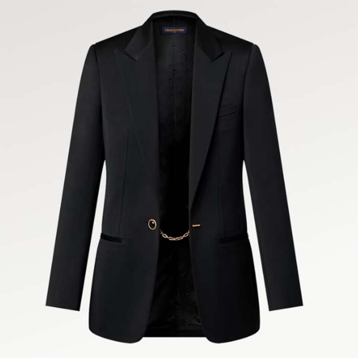 Louis Vuitton Women LV Jewel Button Tuxedo Jacket Cotton Wool Mohair Black