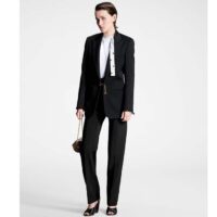 Louis Vuitton Women LV Jewel Button Tuxedo Jacket Cotton Wool Mohair Black (11)