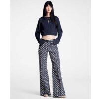 Louis Vuitton Women LV Monogram Denim Bootcut Jeans Cotton Navy (10)
