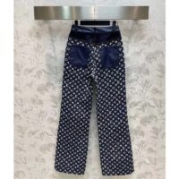 Louis Vuitton Women LV Monogram Denim Bootcut Jeans Cotton Navy (10)