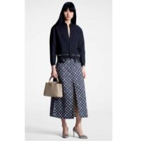 Louis Vuitton Women LV Monogram Denim Midi Skirt Cotton Navy (13)