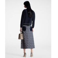 Louis Vuitton Women LV Monogram Denim Midi Skirt Cotton Navy (13)