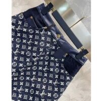 Louis Vuitton Women LV Monogram Denim Midi Skirt Cotton Navy (13)