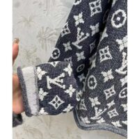 Louis Vuitton Women LV Monogram Jacquard Pullover Wool Cotton Grey Blue Regular Fit (9)