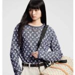 Louis Vuitton Women LV Monogram Jacquard Pullover Wool Cotton Grey Blue Regular Fit – Bild 13