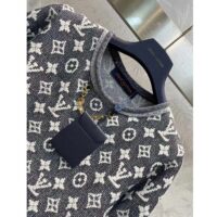 Louis Vuitton Women LV Monogram Jacquard Pullover Wool Cotton Grey Blue Regular Fit (9)