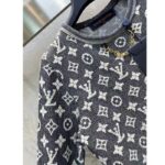 Louis Vuitton Men LV Monogram Jacquard Pullover Wool Cotton Grey Blue Regular Fit - Image 6