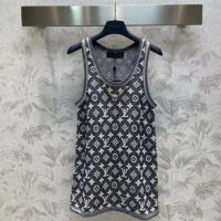 Louis Vuitton Women LV Monogram Jacquard Tank Top Wool Cotton Grey Blue Regular Fit (5)