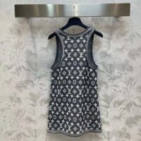 Louis Vuitton Women LV Monogram Jacquard Tank Top Wool Cotton Grey Blue Regular Fit (5)