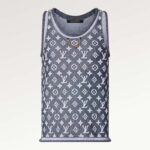 Débardeur Louis Vuitton Femme LV Monogram Jacquard Laine Coton Gris Bleu Coupe Regular