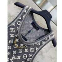 Louis Vuitton Women LV Monogram Jacquard Tank Top Wool Cotton Grey Blue Regular Fit (5)