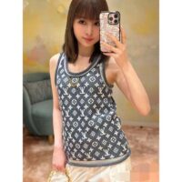 Louis Vuitton Women LV Monogram Jacquard Tank Top Wool Cotton Grey Blue Regular Fit (5)