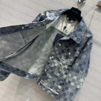 Louis Vuitton Women LV Runaway Damier Classic Denim Jacket Regular Fit Allover Damoflage Jacquard (2)