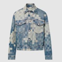 Louis Vuitton Women LV Runaway Damier Classic Denim Jacket Regular Fit Allover Damoflage Jacquard (2)