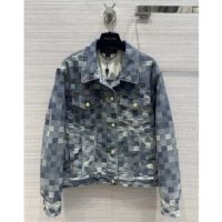 Louis Vuitton Women LV Runaway Damier Classic Denim Jacket Regular Fit Allover Damoflage Jacquard (2)